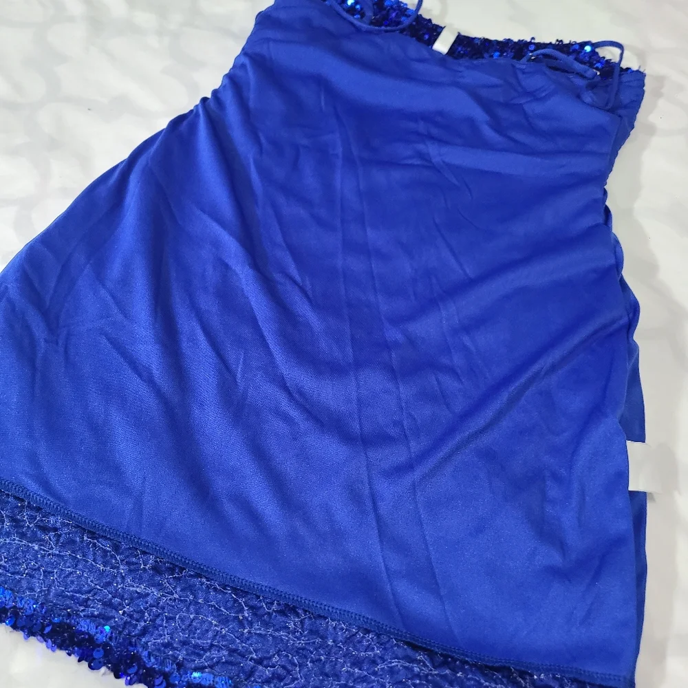 Lucy in the Sky Bodycon Sequin Dress in Royal Blue Size‎ Large
